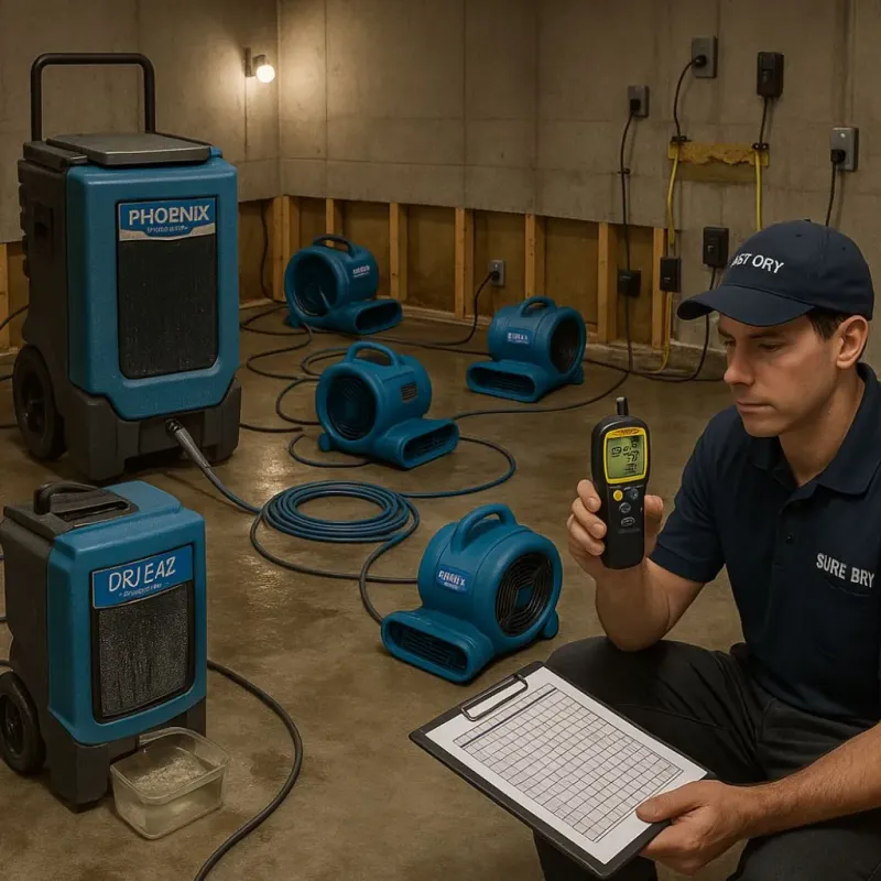 Structural Drying and Dehumidification process in Vian, OK
